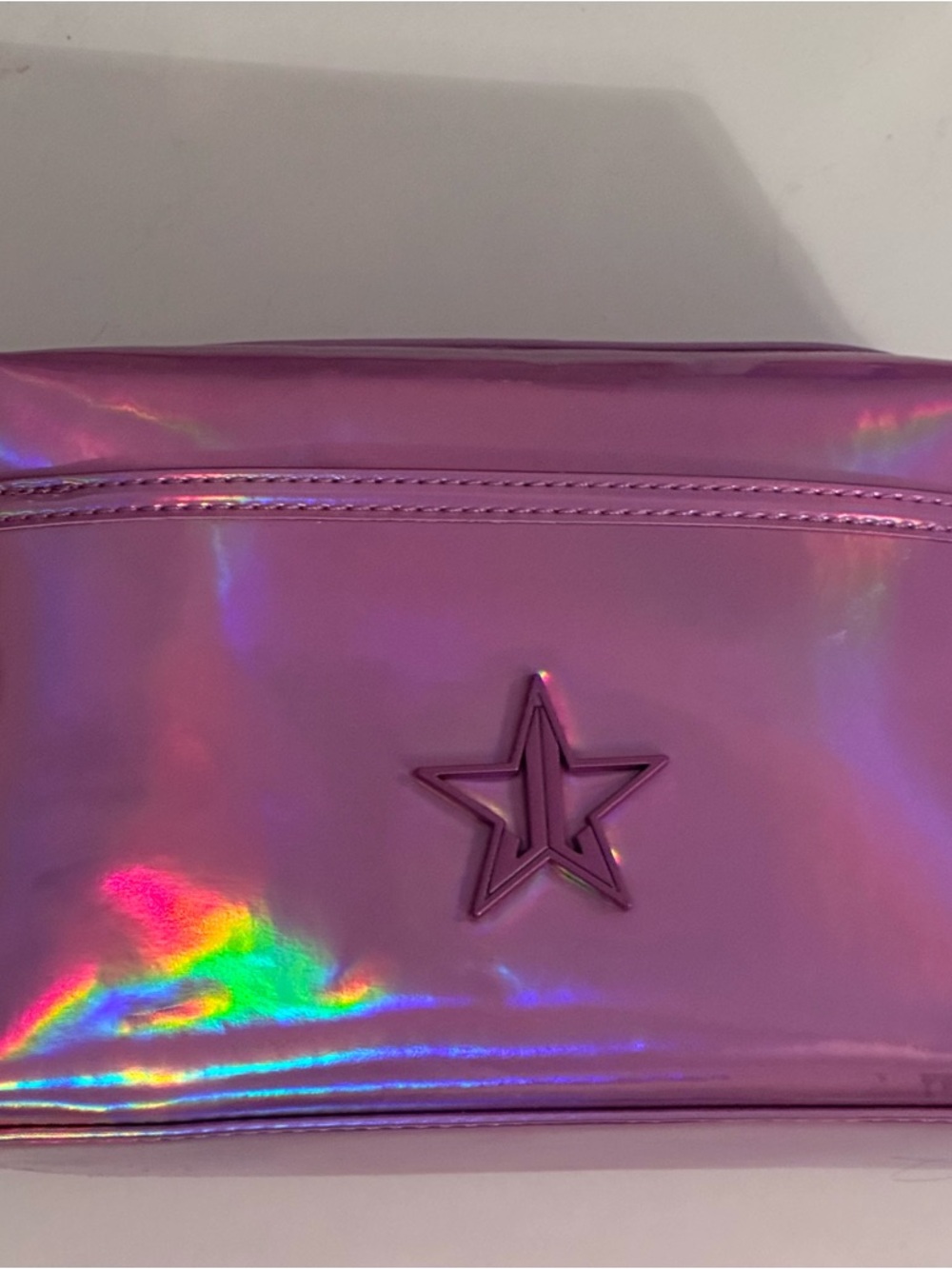 Jeffree Star Cosmetics Holographic Iridescent Pink Star Makeup Bag Pouch NWT